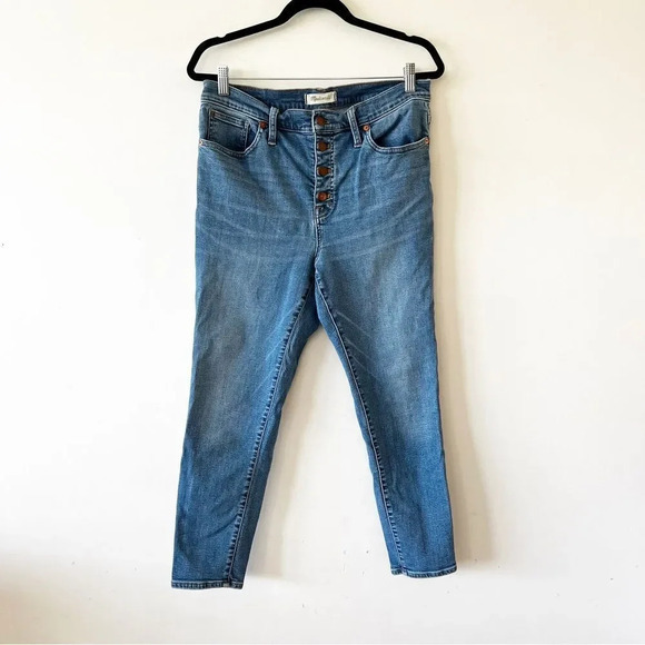 Madewell 9” Midrise Skinny Crop‎ Women’s Size 32 Button Fly Light Wash Stretch - Picture 2 of 10